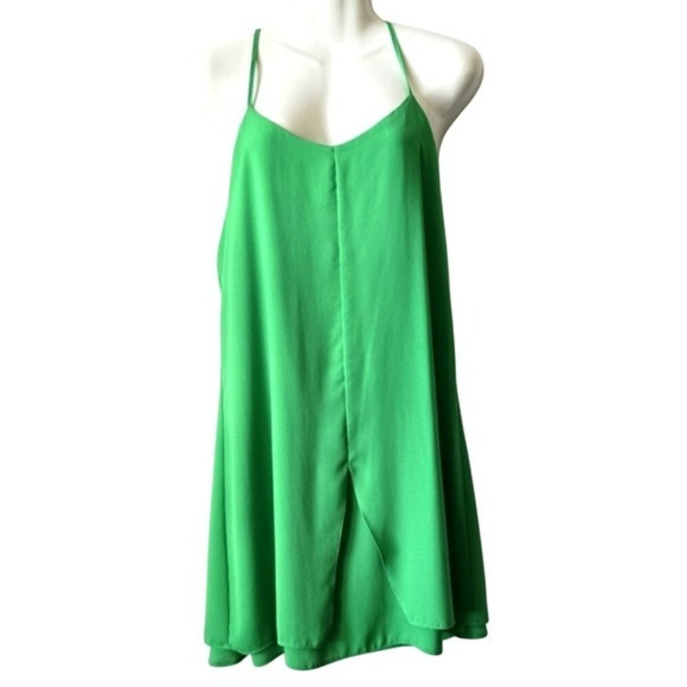 Topshop Green Strappy Split‎ Front Cami Mini Dress Womens Size 6